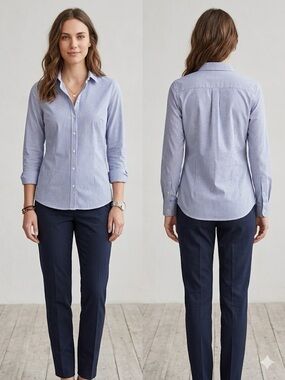 H&M Easy Iron Blue & White Striped Button Down Shirt - Size L